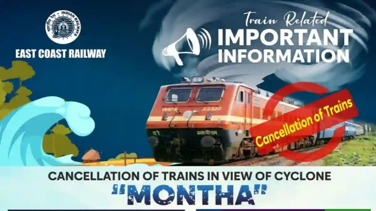Train cancelled due to cyclone montha