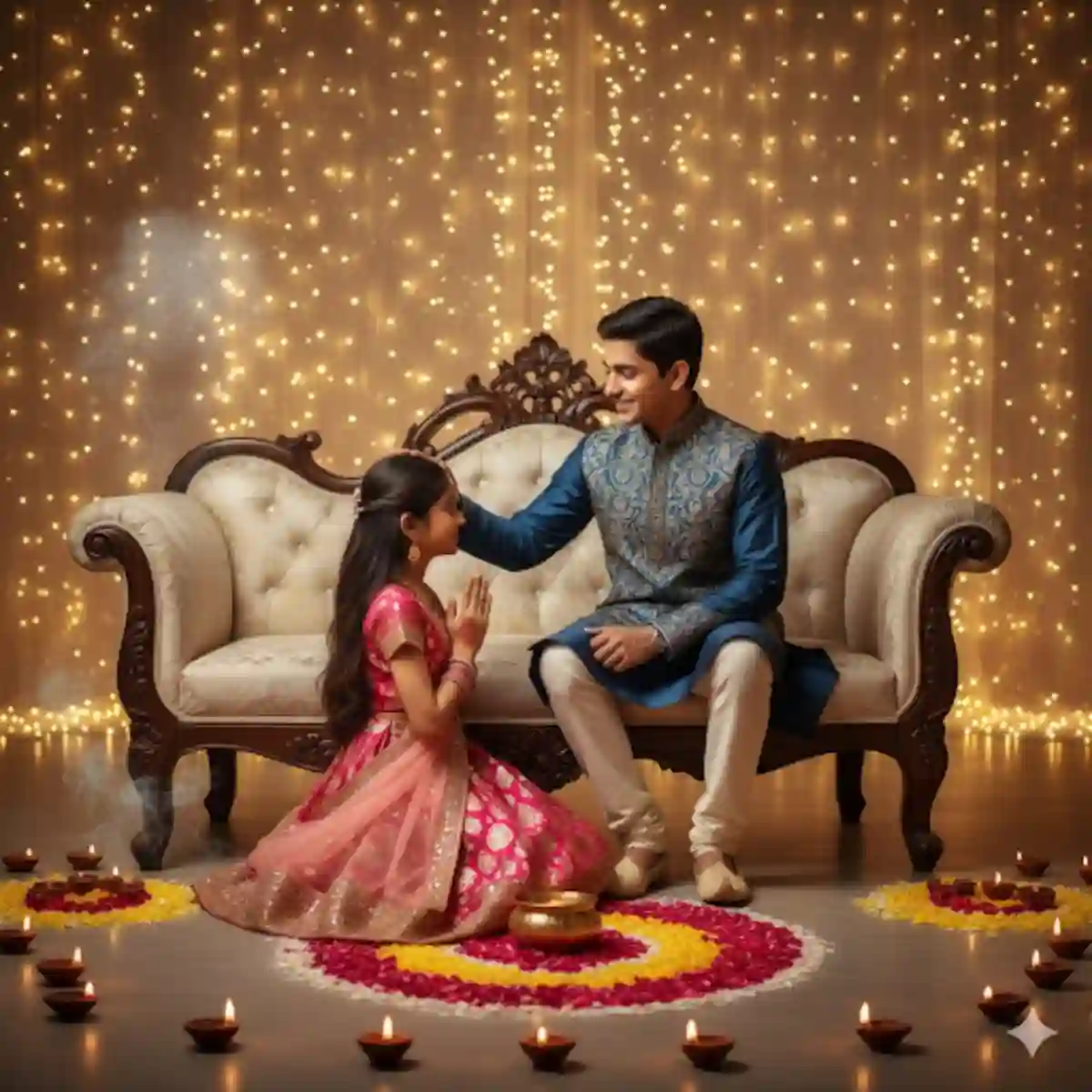 Google Gemini Viral Bhai Dooj Ai Photo with Brother blessings her sister