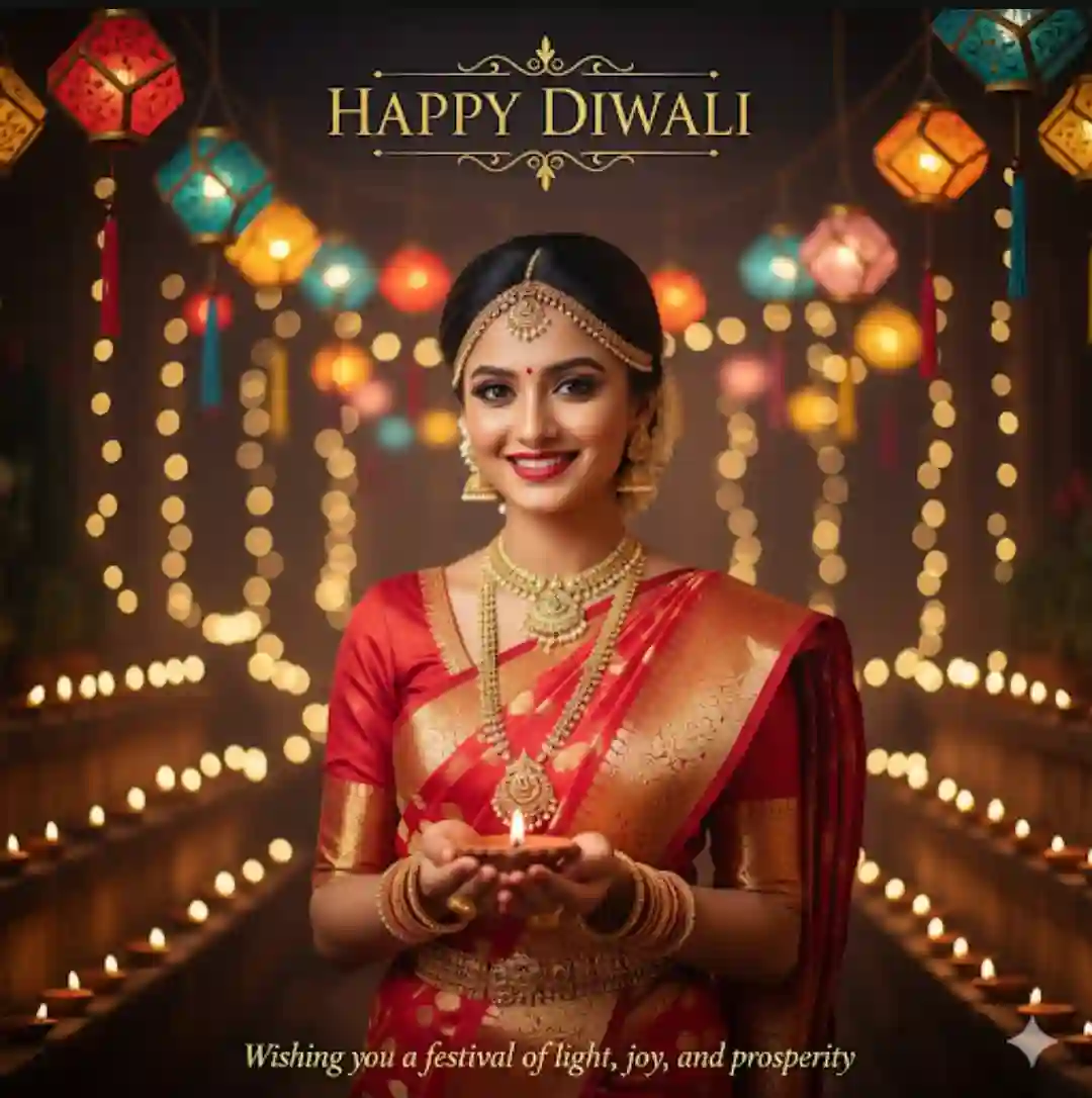 Happy Diwali Wishes Ai Photo Editing Prompts for Gemini Women