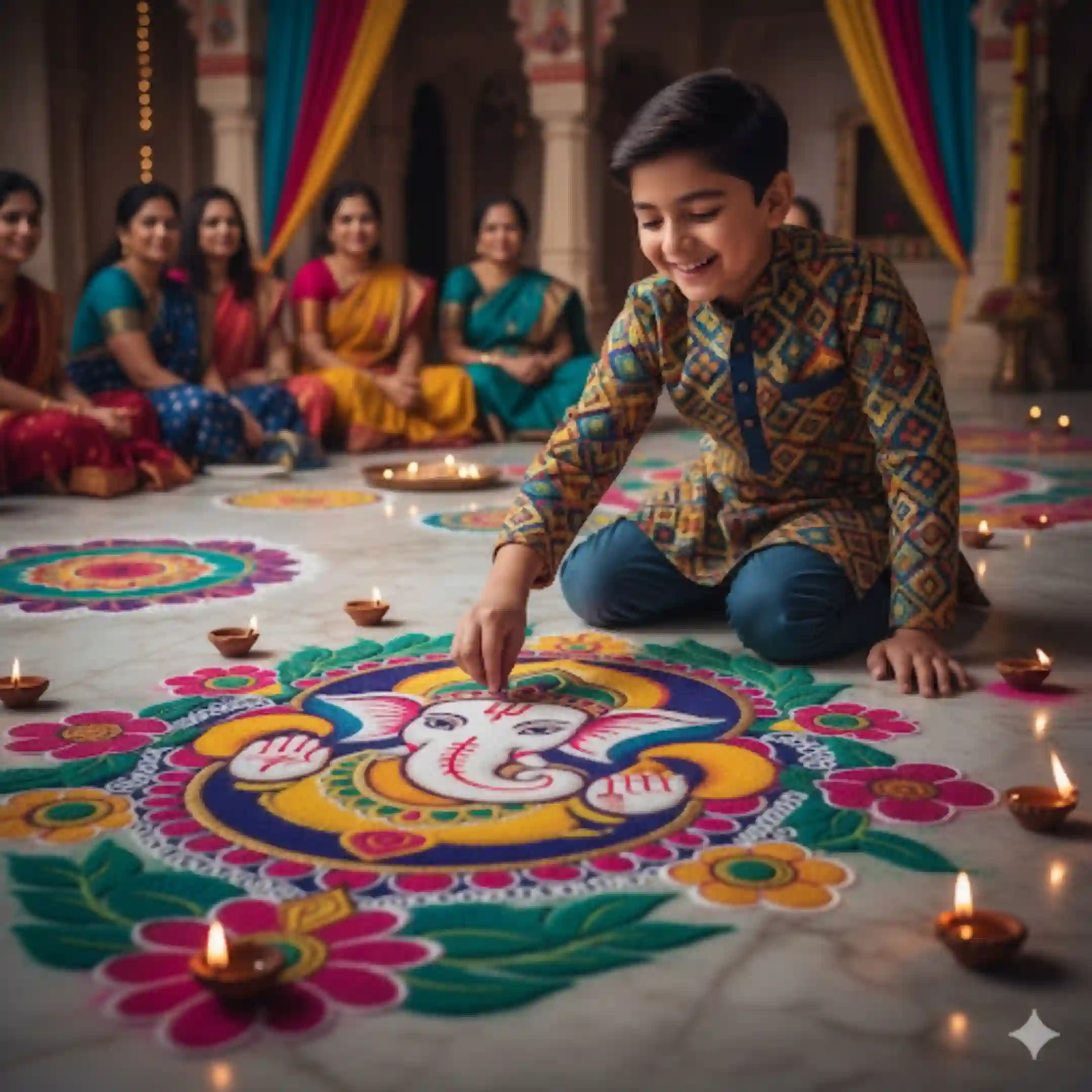 Rangoli prompt for gemini boy