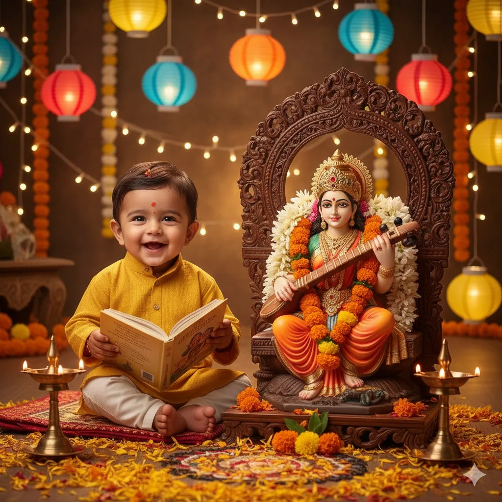 Google Gemini Saraswati Puja Ai Photo Editing Prompts For Baby Boy