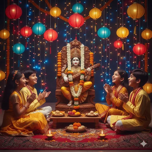 Google Gemini Saraswati Puja Ai Photo Editing Prompt For Kids