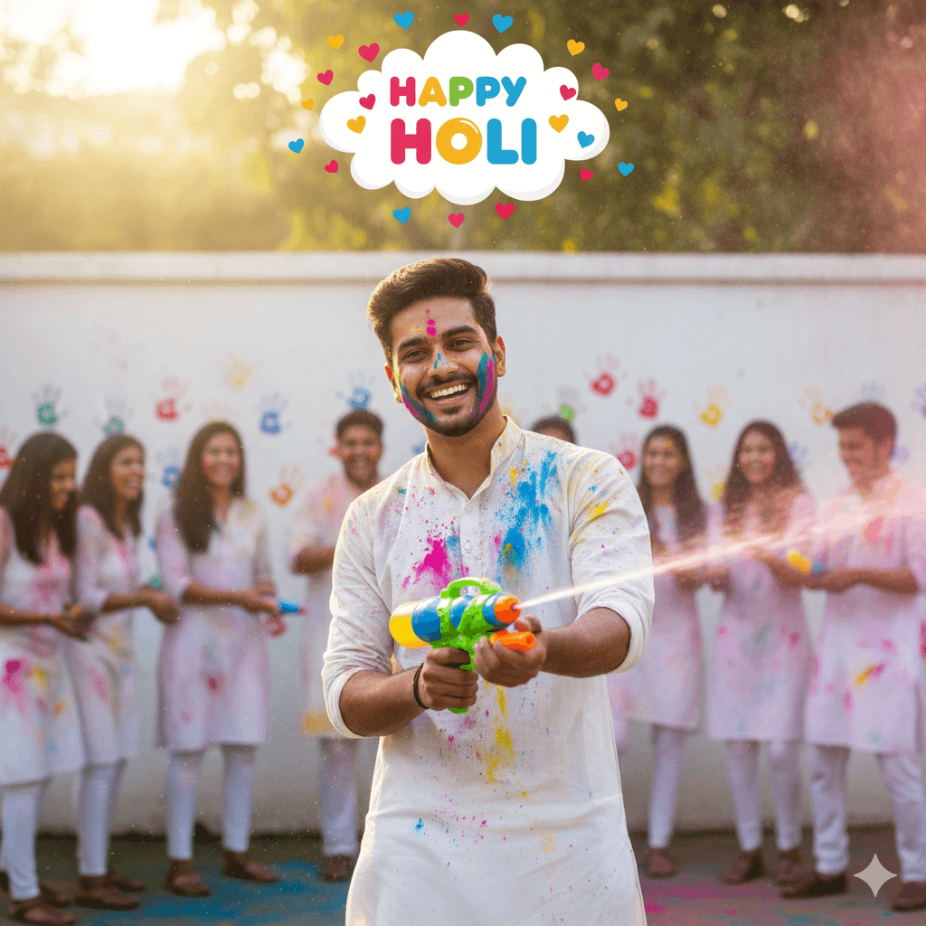 Happy holi Prompt Gemini boy