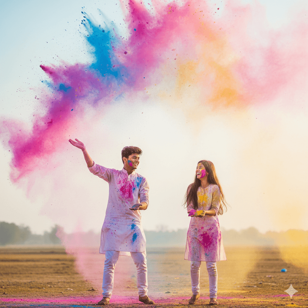 Happy Holi Prompt Gemini Couple